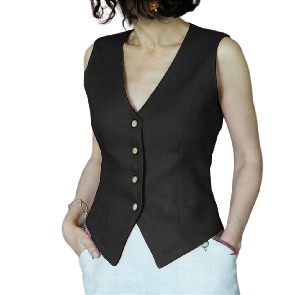 トップス theworldisyouroyster 25ss/KNOT Vest WNM-GDSSS Women's Suit Vest V Neck 4 Button Sleeveless